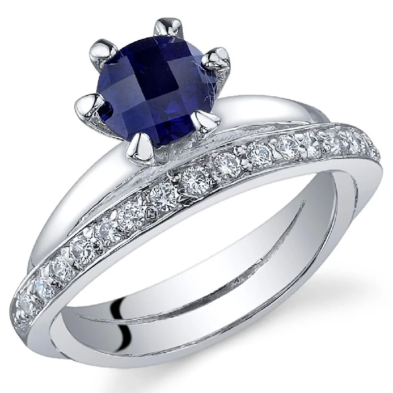 Women’s simple gold rings-Sterling Silver 1.25 ct Created Sapphire Birthstone Ring