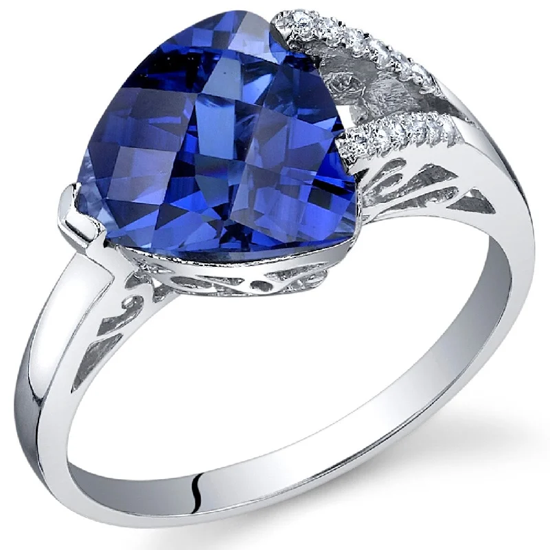 Women’s classic rings-Sterling Silver 3.25 ct Created Sapphire Birthstone Ring