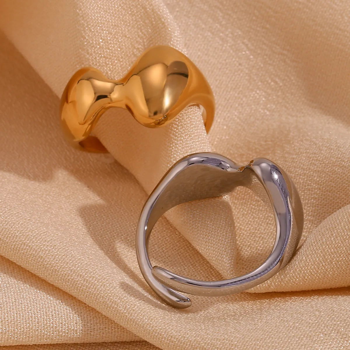 Women’s statement rings-Novelty Simple Style Geometric Stainless Steel Plating 18k Gold Plated Open Rings