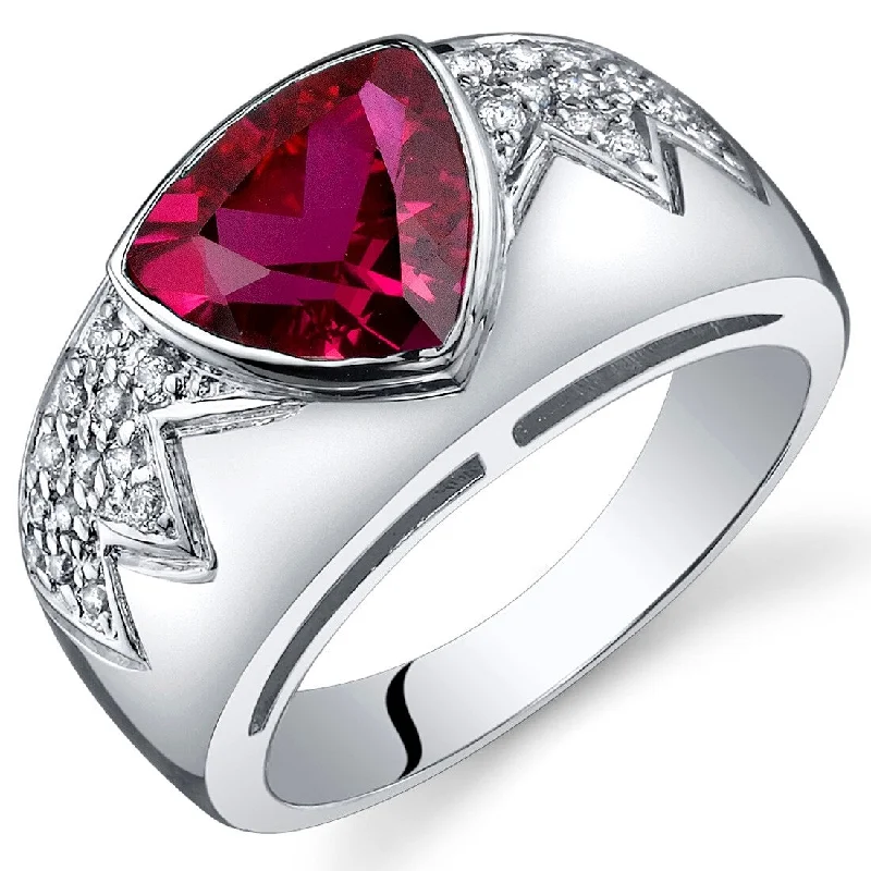 Women’s personalized rings-Sterling Silver 2.5 ct Created Ruby Birthstone Ring