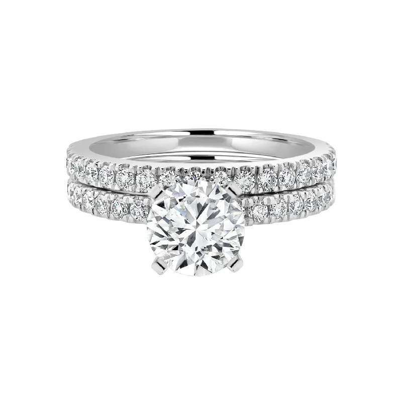 Women’s art deco rings-Auriya 14k-White Gold Lab Grown Round Diamond Bridal-Ring-Set 1.75 ct. tw. (E-F VS)