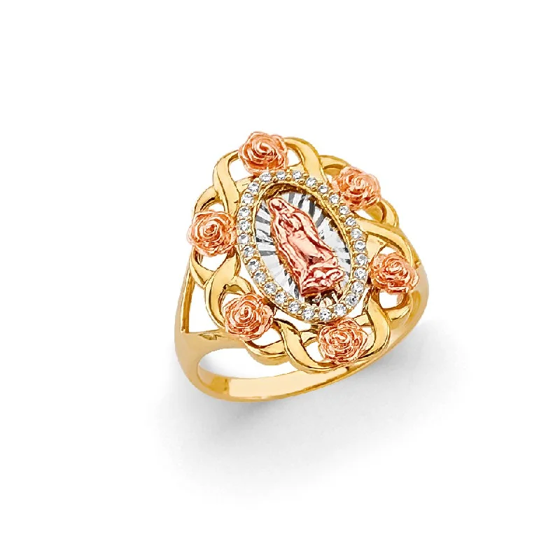 Women’s custom-designed rings-14K 3C  Roses Guadalupe Ring