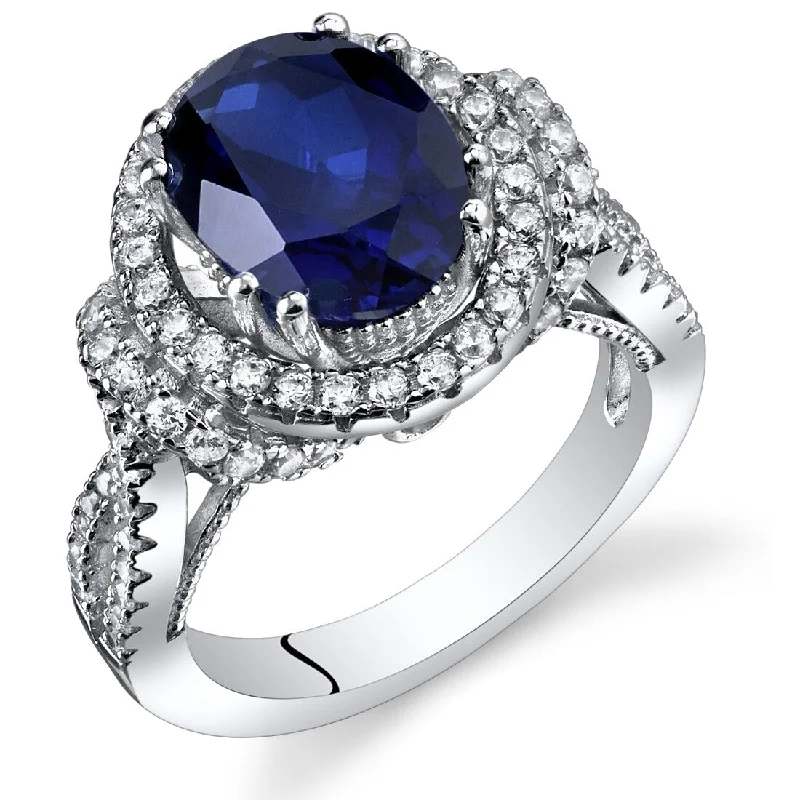 Women’s promise rings-Sterling Silver 3.75 ct Created Sapphire Birthstone Ring