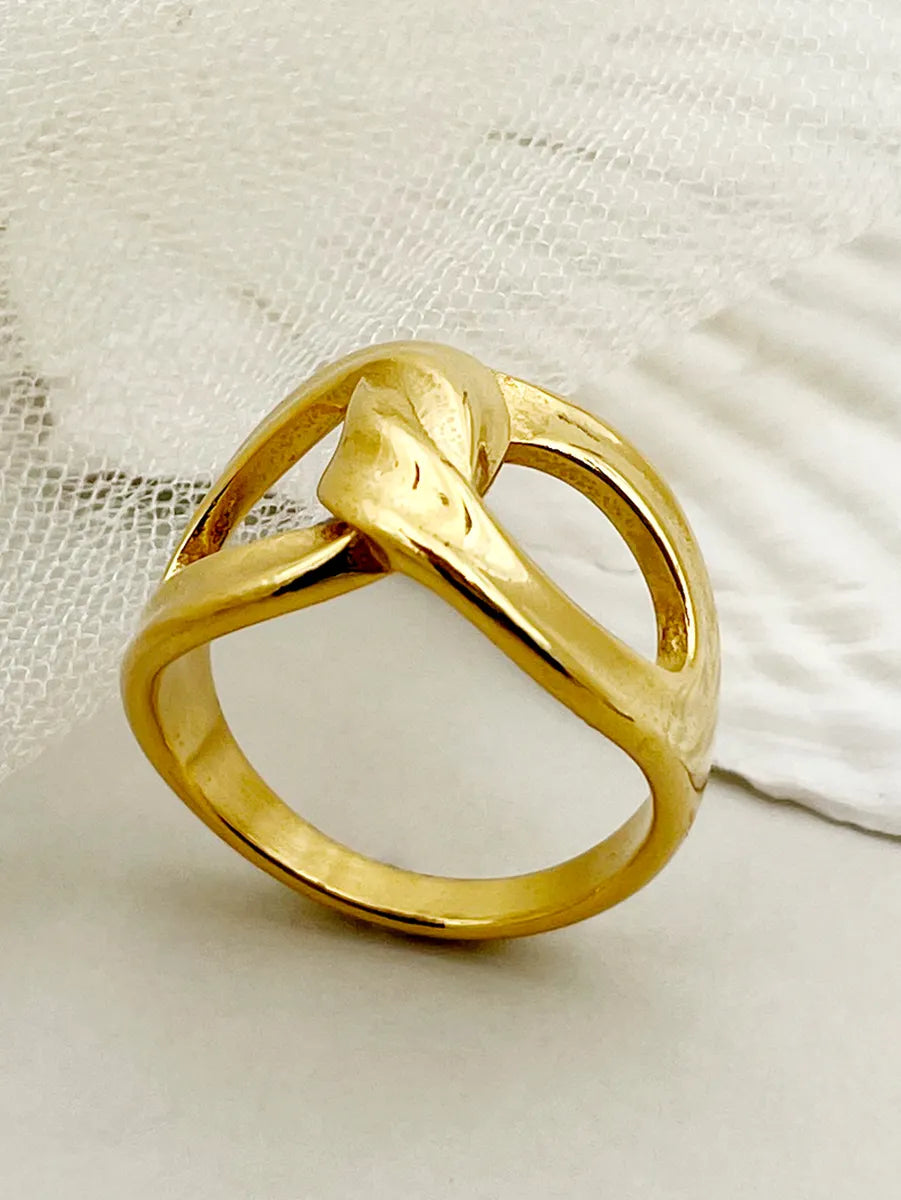 Women’s gold plated rings-Classical Solid Color Stainless Steel Gold Plated Rings In Bulk