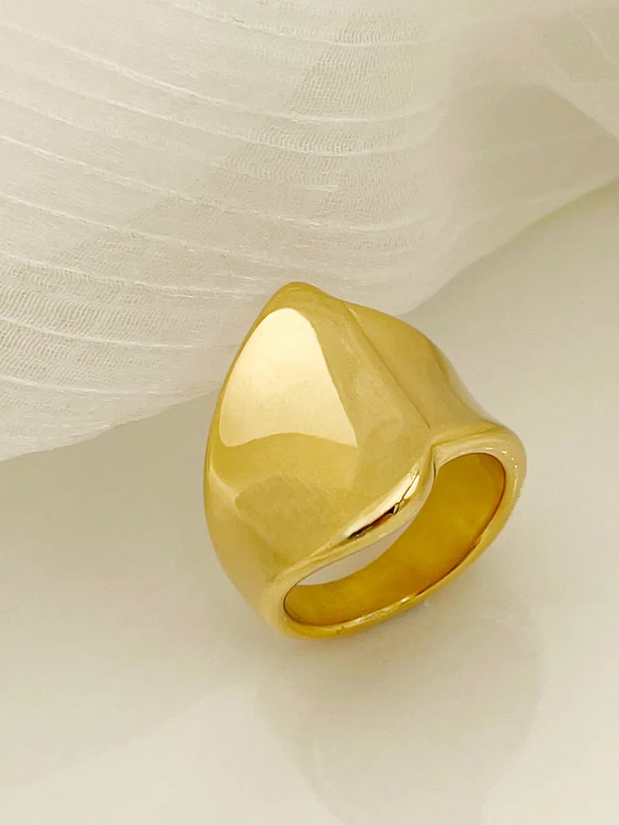 Women’s custom-designed rings-Modern Style Irregular Stainless Steel Gold Plated Wide Band Ring In Bulk