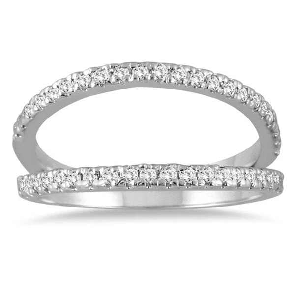 Women’s silver wedding rings-Marquee Jewels 10K White Gold 1/3CT Diamond Double Row Split Ring