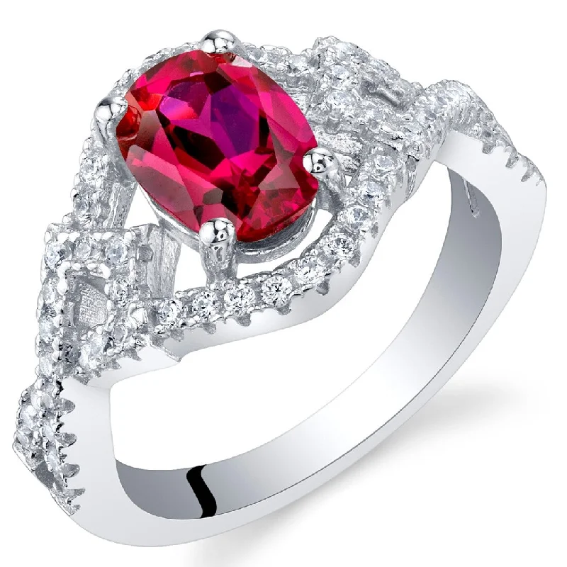 Women’s silver wedding rings-Sterling Silver 1.75 ct Created Ruby Birthstone Ring