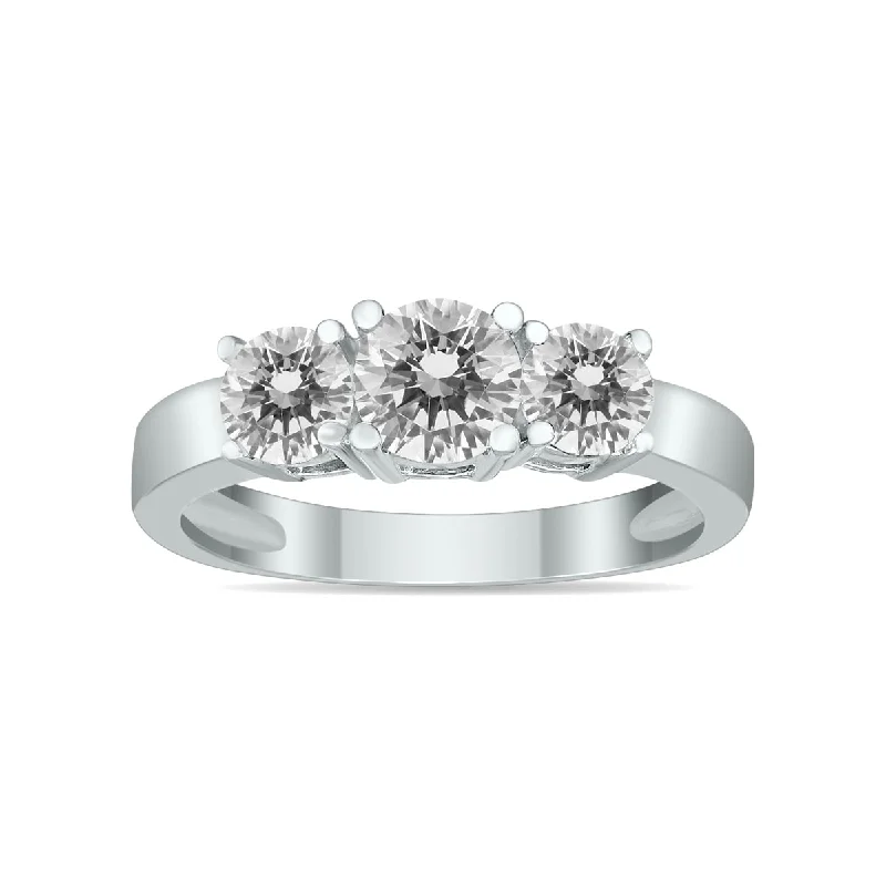 Women’s custom rings-Marquee Certified 1 1/2 Carat TW Three Stone Diamond Ring in 10K White Gold