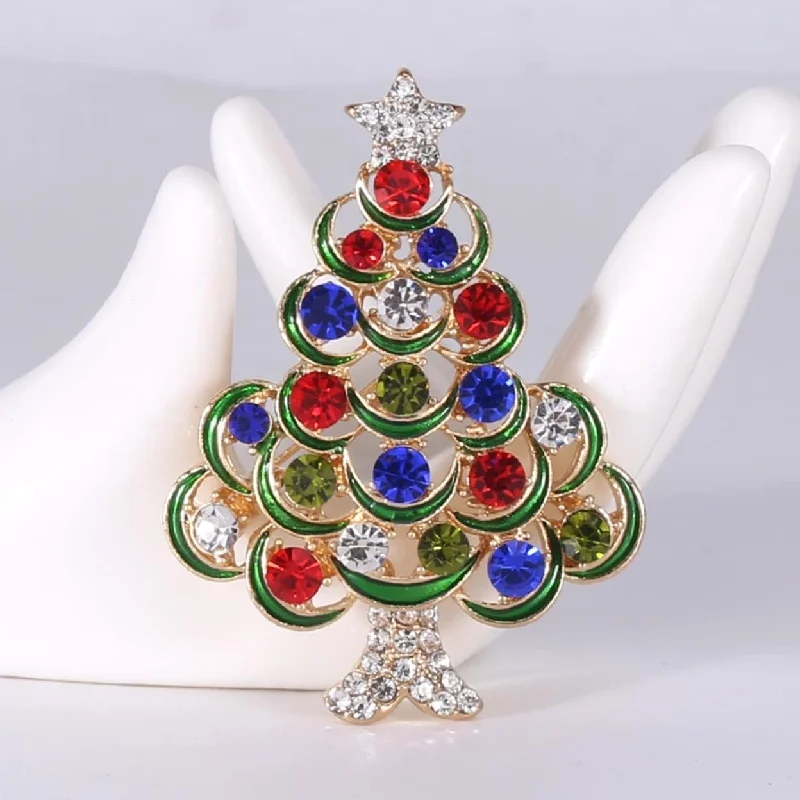 Women’s gemstone engagement rings-Christmas Tree Shaped Brooch Colorful Alloy Long Term Wearing Brooch Pin For Shirt