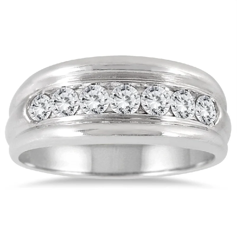 Women’s crystal rings-1 Carat TW Diamond Men's Ring in 10K White Gold