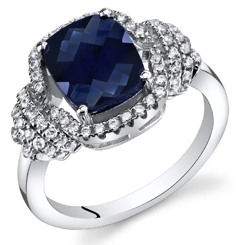 Women’s unique gold rings-Sterling Silver 2.75 ct Created Sapphire Birthstone Ring