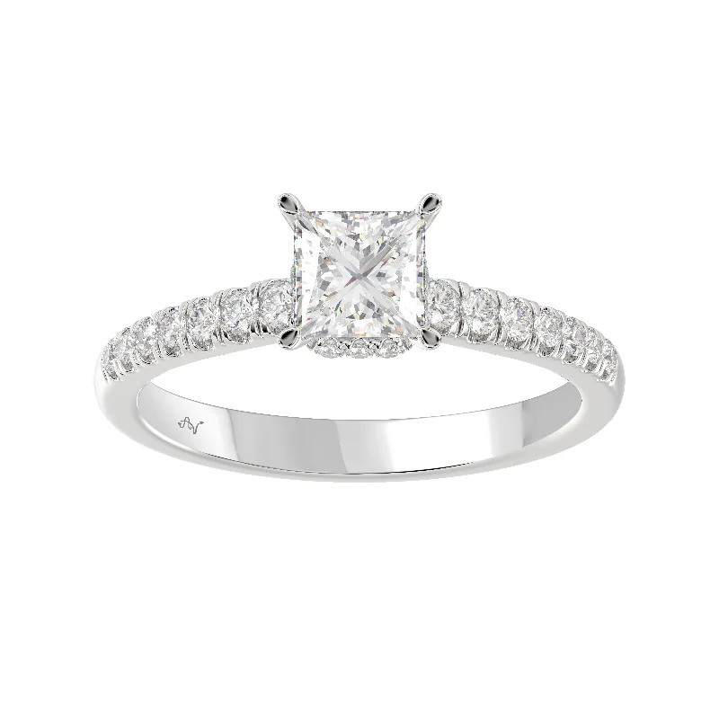 Women’s sapphire engagement rings-LADIES RING 1.00CT ROUND/PRINCESS DIAMOND 14K WHITE GOLD