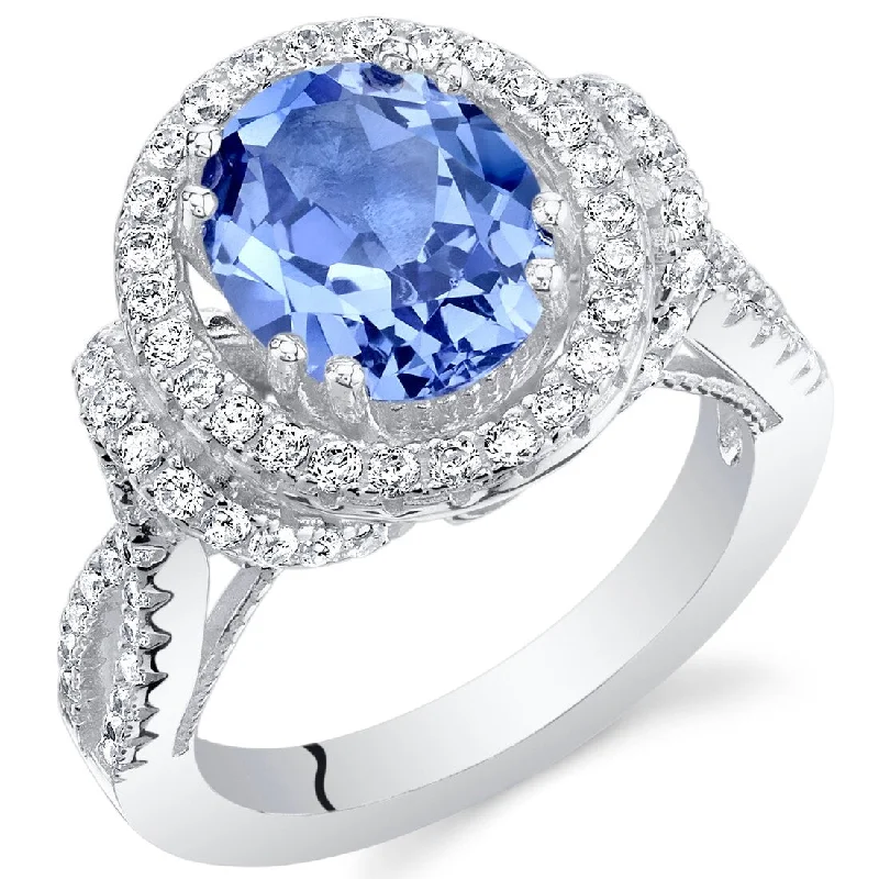 Women’s custom-designed rings-Sterling Silver 4 ct Simulated Tanzanite Birthstone Ring