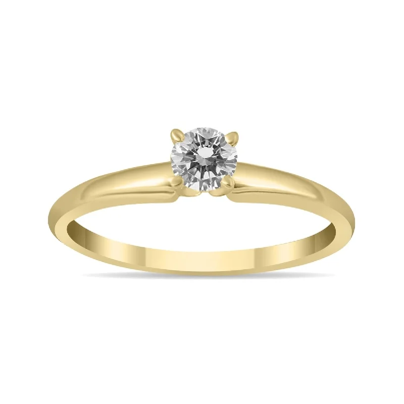 Women’s birthstone rings-Marquee 1/7 Carat Round Diamond Solitaire Ring in 14K Yellow Gold