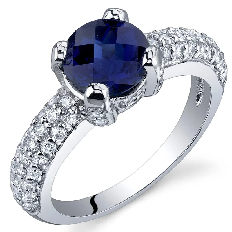 Women’s diamond halo rings-Sterling Silver 1.75 ct Created Sapphire Cocktail Ring