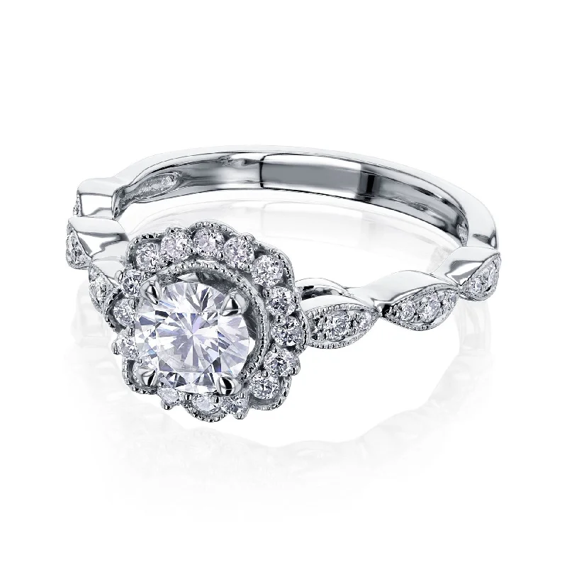 Women’s twisted rings-Annello by Kobelli The Floral Spring 10k White Gold Diamond Ring (HI/I)