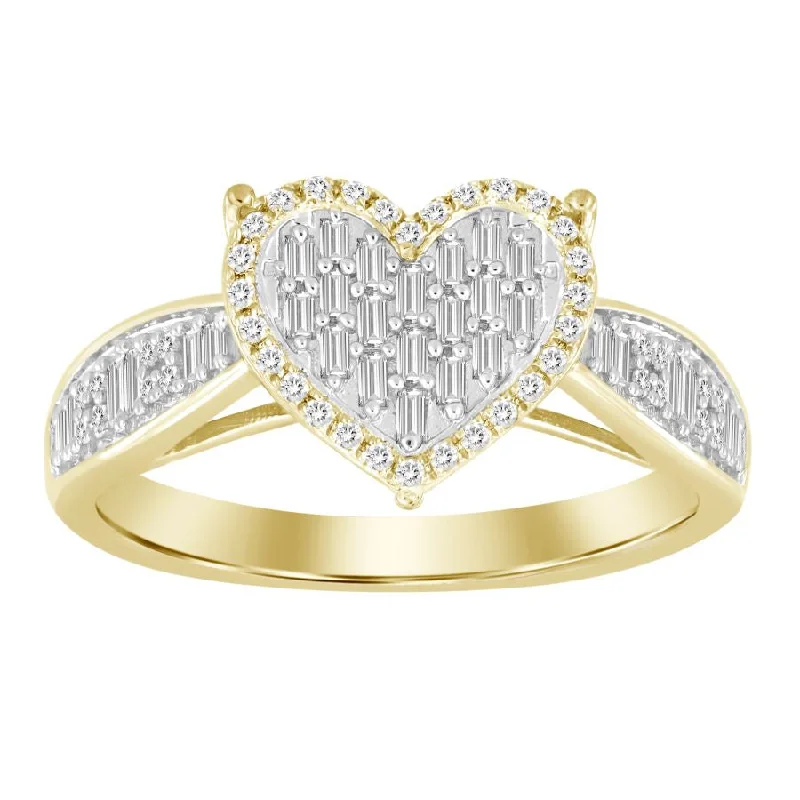 Women’s cocktail gemstone rings-LADIES RING 0.35CT ROUND DIAMOND 10K YELLOW GOLD