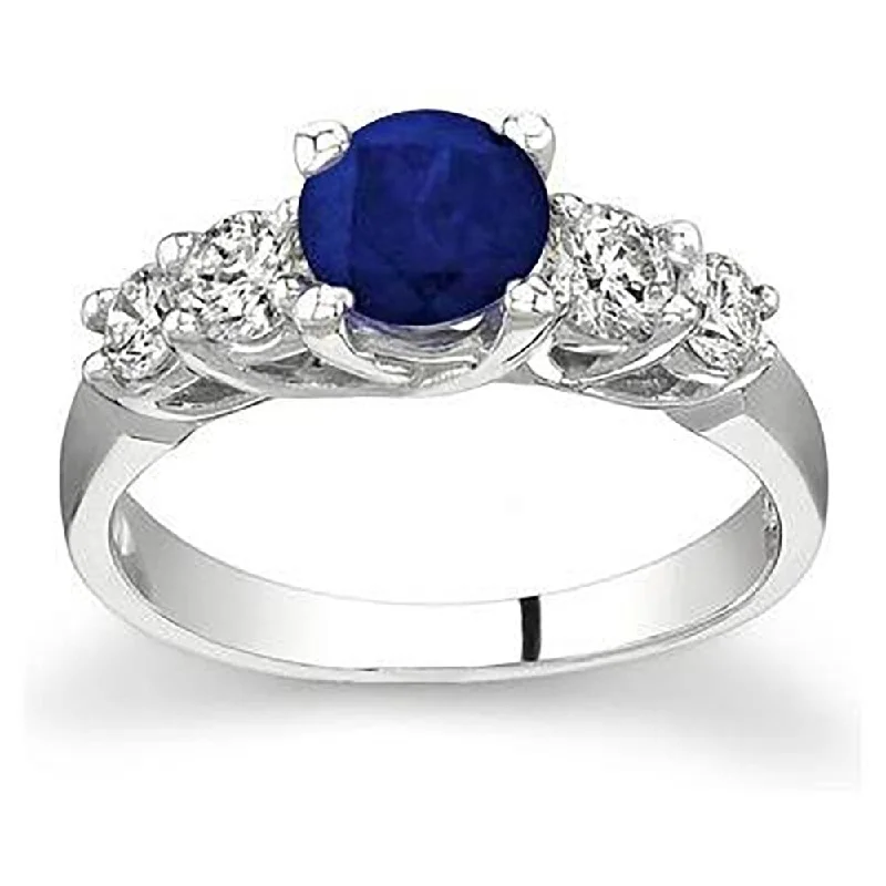 Women’s minimalist rings-5 Stone Sapphire and Diamond Ring