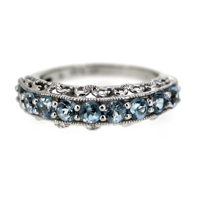 Women’s chunky rings-925 Sterling Silver Sky Blue Topaz Band Ring