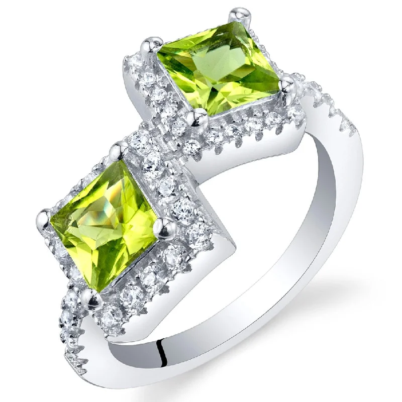 Women’s simple gold rings-Sterling Silver 1.25 ct Peridot Birthstone Ring