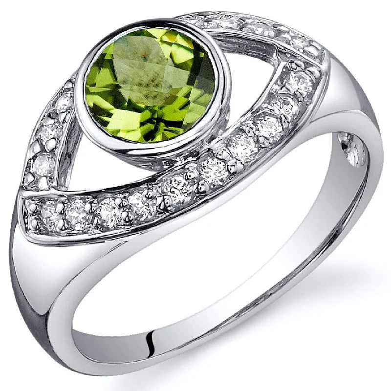 Women’s rose gold wedding rings-Sterling Silver 0.75 ct Peridot Birthstone Ring