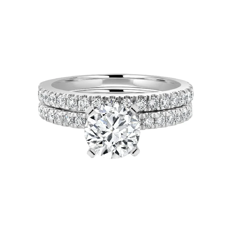 Women’s stacking rings-Auriya 14k-White Gold Lab Grown Round Diamond Bridal-Ring-Set 1.45 ct. tw. (E-F VS)