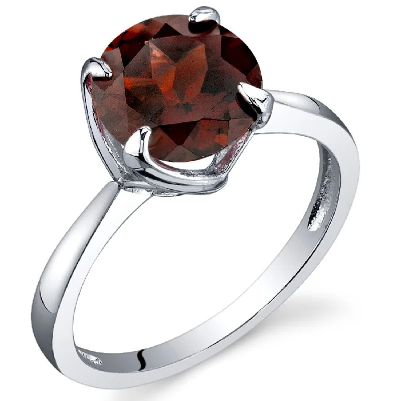 Women’s vintage wedding rings-Sterling Silver 2.25 ct Garnet Birthstone Ring