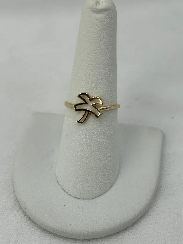 Women’s solid gold rings-14kt yg palm tree ring size 7.5 1.2g