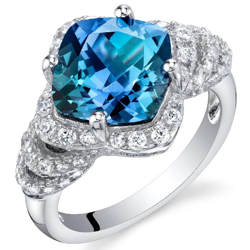 Women’s vintage wedding rings-Sterling Silver 4.25 ct Color-changing Alexandrite Halo Ring