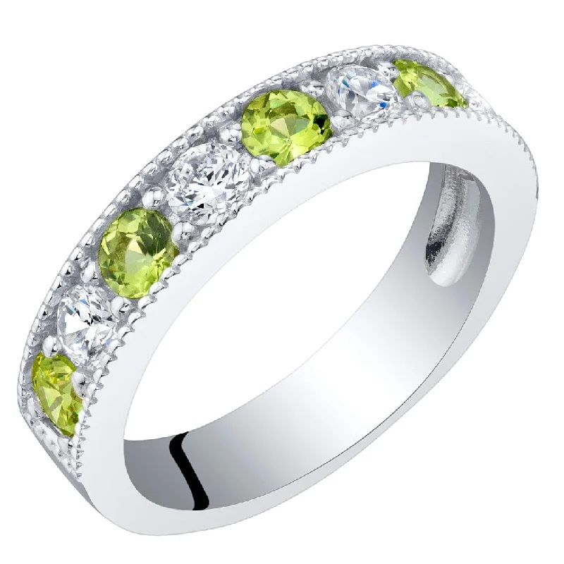 Women’s crystal rings-Sterling Silver 0.5 ct Peridot Stackable Ring