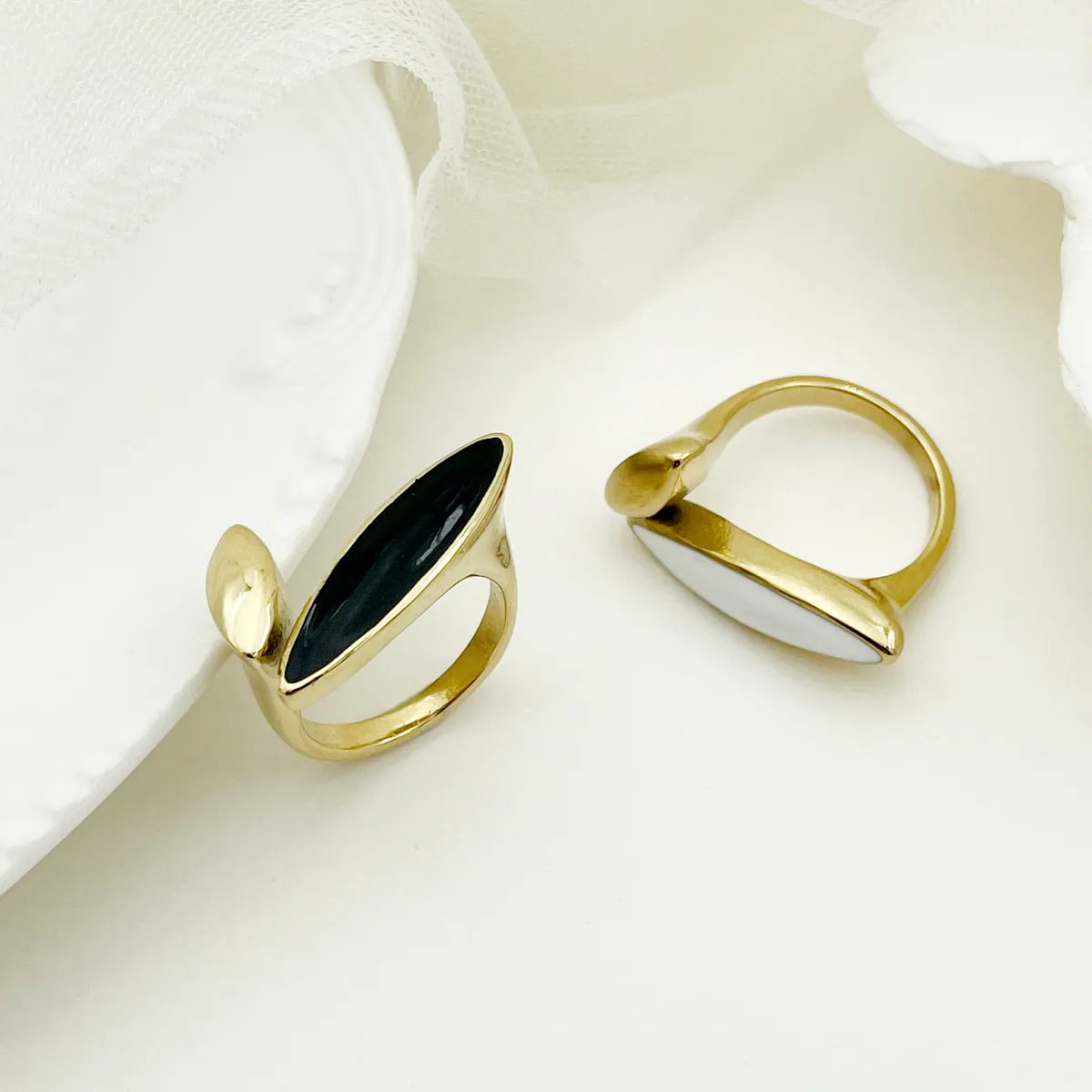 Women’s large rings-Modern Style Classic Style Irregular Stainless Steel Metal Asymmetrical Enamel Plating Gold Plated Open Ring