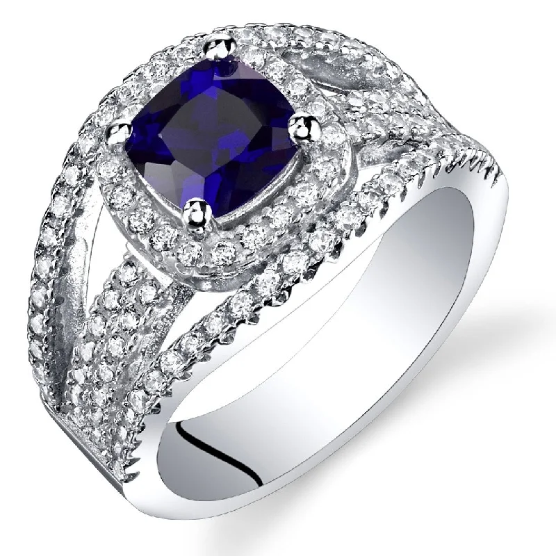 Women’s pear-shaped rings-Sterling Silver 1.25 ct Created Sapphire Birthstone Ring