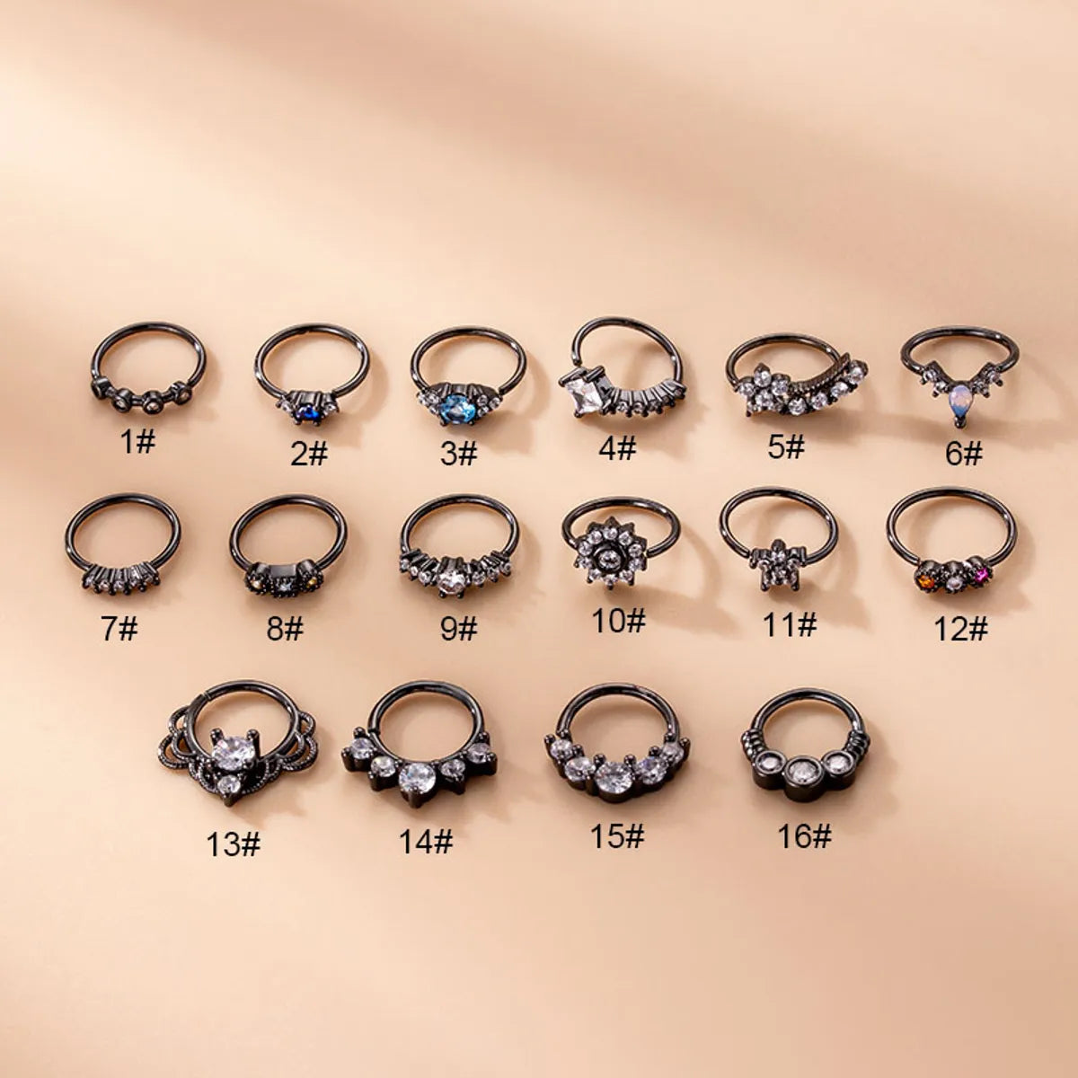 Women’s promise rings-Fashion Geometric Metal Plating Zircon Nose Ring 1 Piece