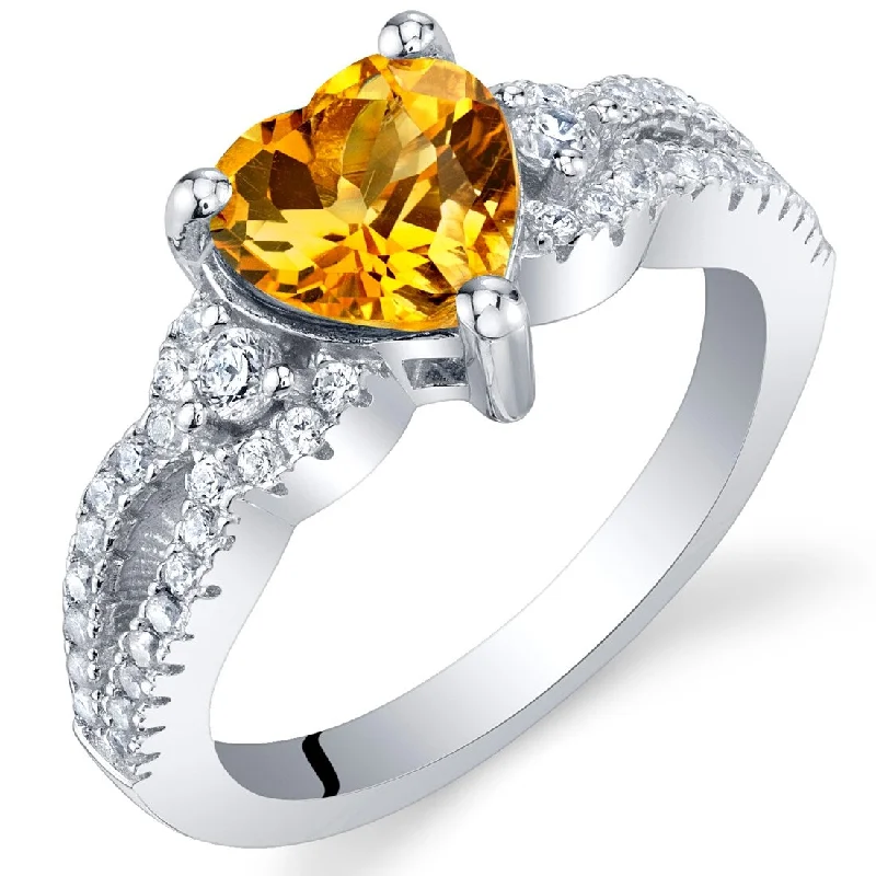 Women’s statement rings-Sterling Silver 1 ct Citrine Birthstone Ring