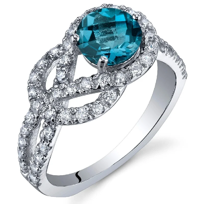 Women’s rose gold rings-Sterling Silver 1 ct London Blue Topaz Birthstone Ring